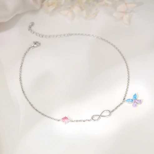 Nitya Silver Blue Butterfly Infinity Anklet