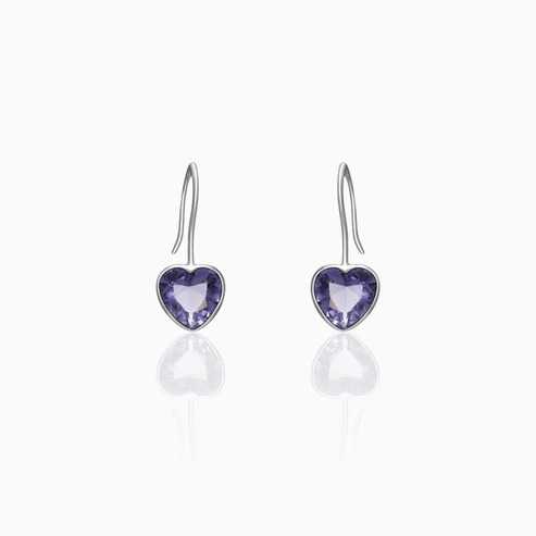 Nitya Silver Ornate Purple Heart Earrings 