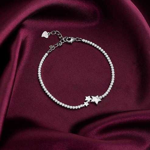 Nitya Silver Triple Star Tennis Bracelet