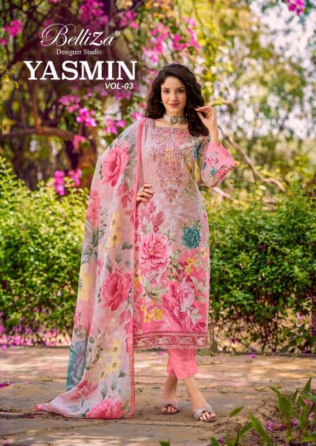 Belliza Yasmin vol 3 catalog dress material for girls wholesale shop in rishikesh
