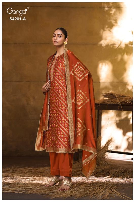 Ganga Jerica 4201 catalog wholesale market of salwar kameez in bangalore