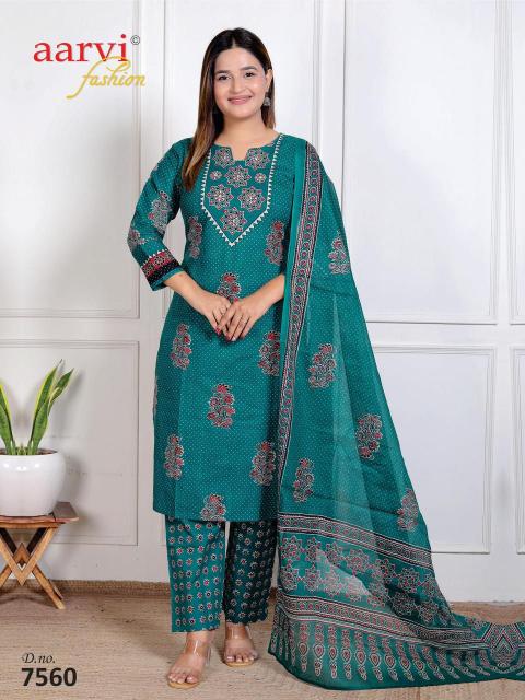 Aarvi Ajrakh Vol-4 – Kurti Pant With Dupatta - Wholesale Catalog