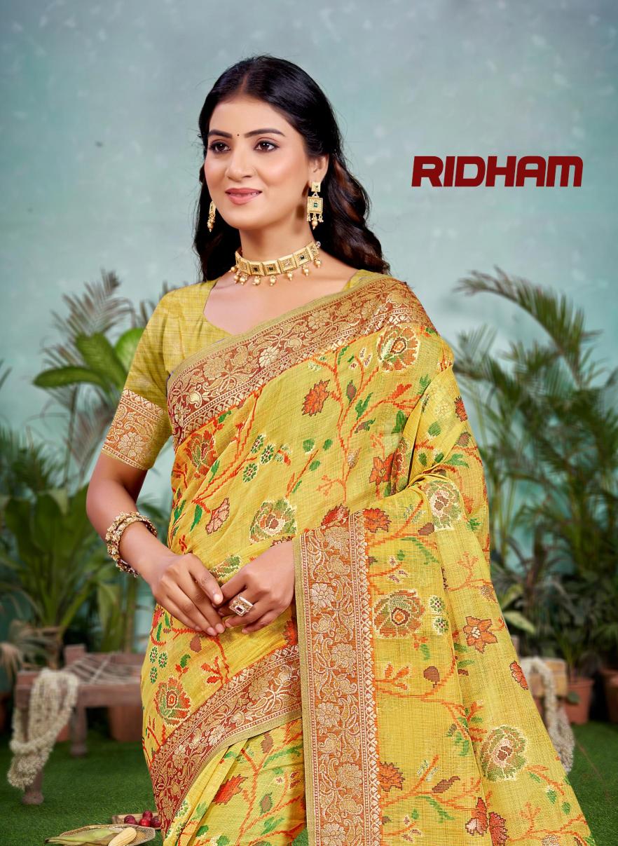 Bunawat - Ridham Sangam Prints COTTAN SILK WITH MEENA Woven Work Traditional Saree