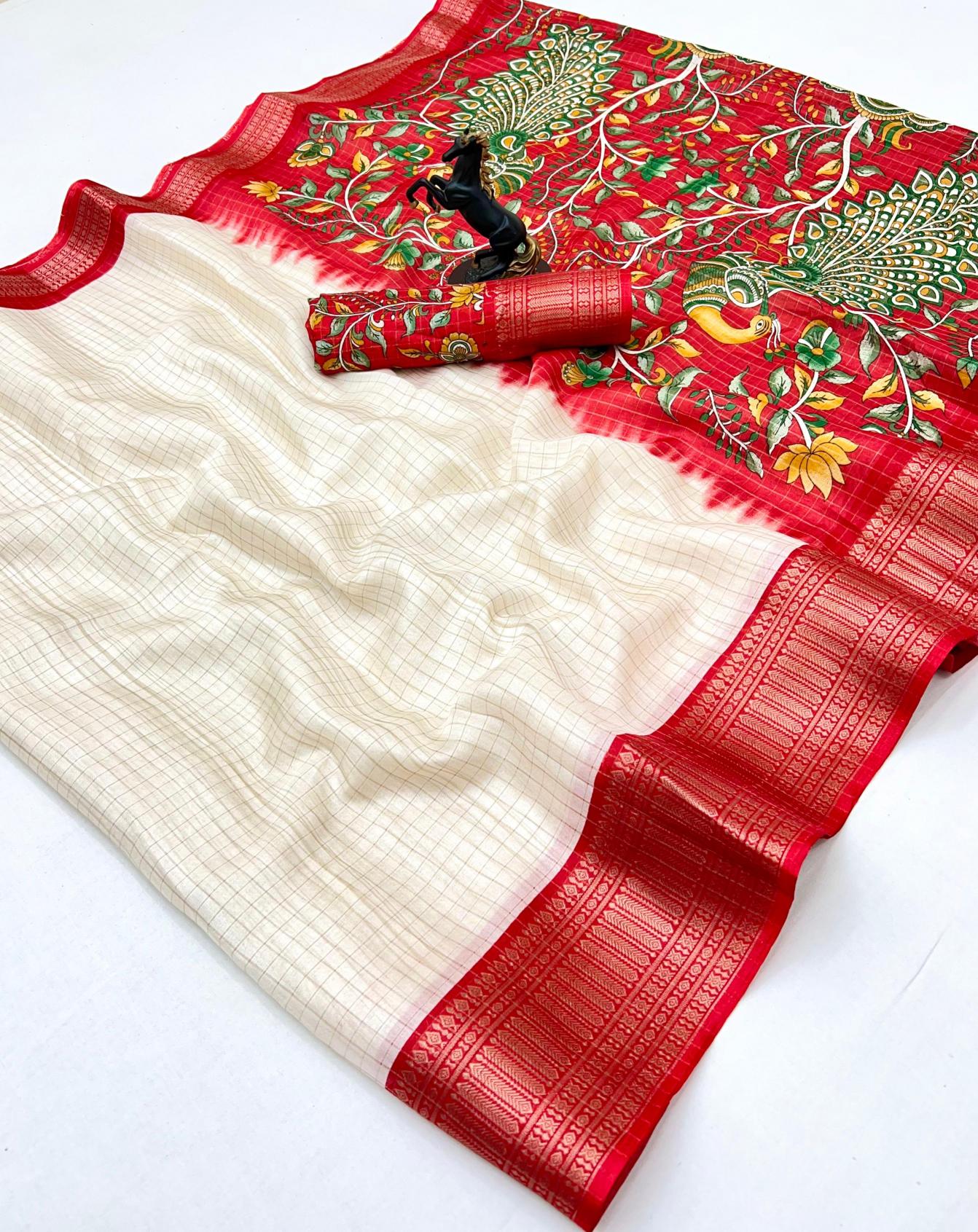 Dazira White Red catalog wholesale rate saree