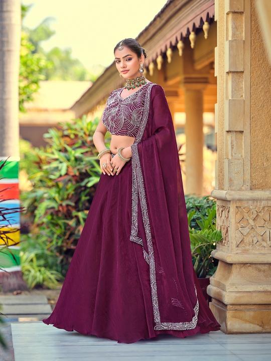 Sabella 347 catalog wine color lehenga online india