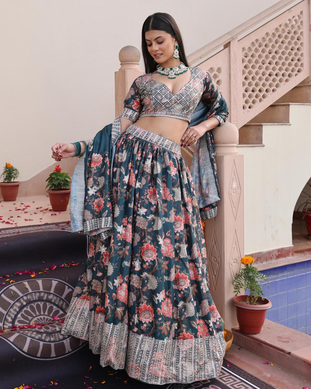 Sabella 354 catalog buy floral print lehenga choli buy online india