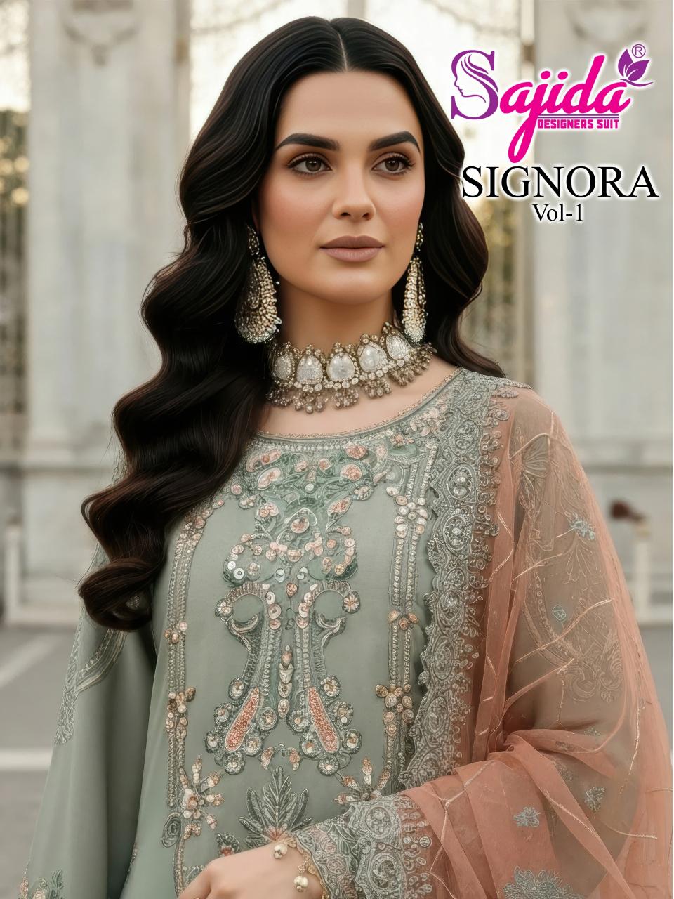 Sajida Signora Vol 1 catalog Embroidered Work Pakistani Salwar Kameez