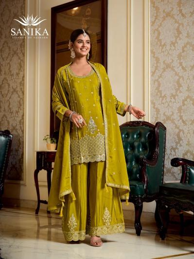 Sanika Myra catalog chinon silk salwar kameez