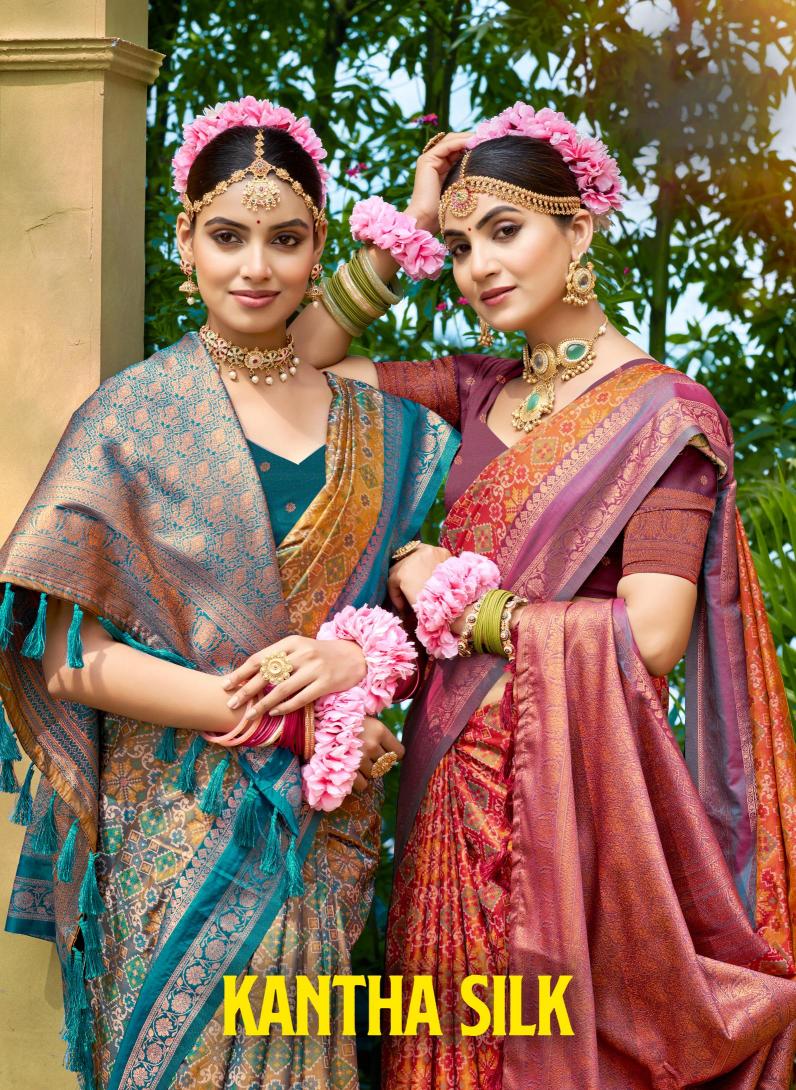 Bunawat - Kantha silk Sangam Prints SOFT SILK Woven Work Traditional Saree