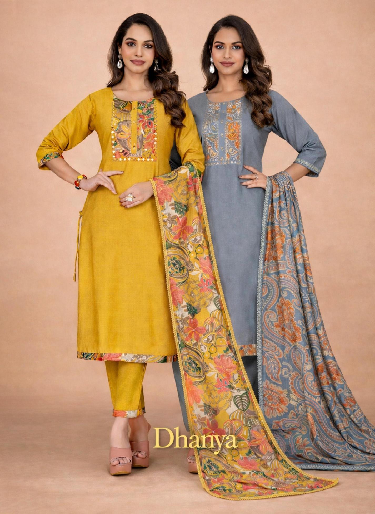 Surili - Dhanya Cotton Digital Print  Kurta Pant With Dupatta Set Traditional Wear