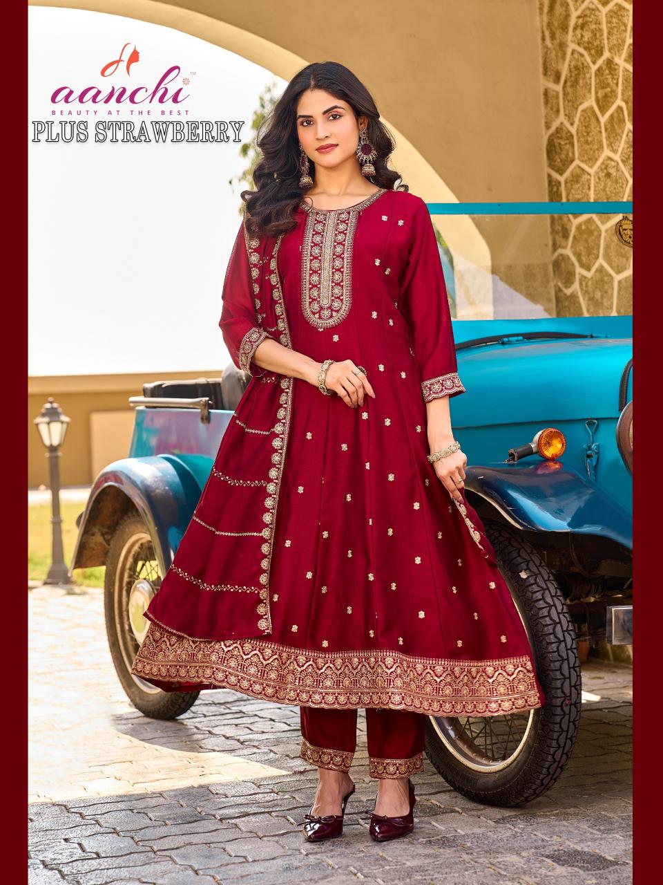 Aanchi Plus Strawberry catalog designer kurti wholesalers in bangalore