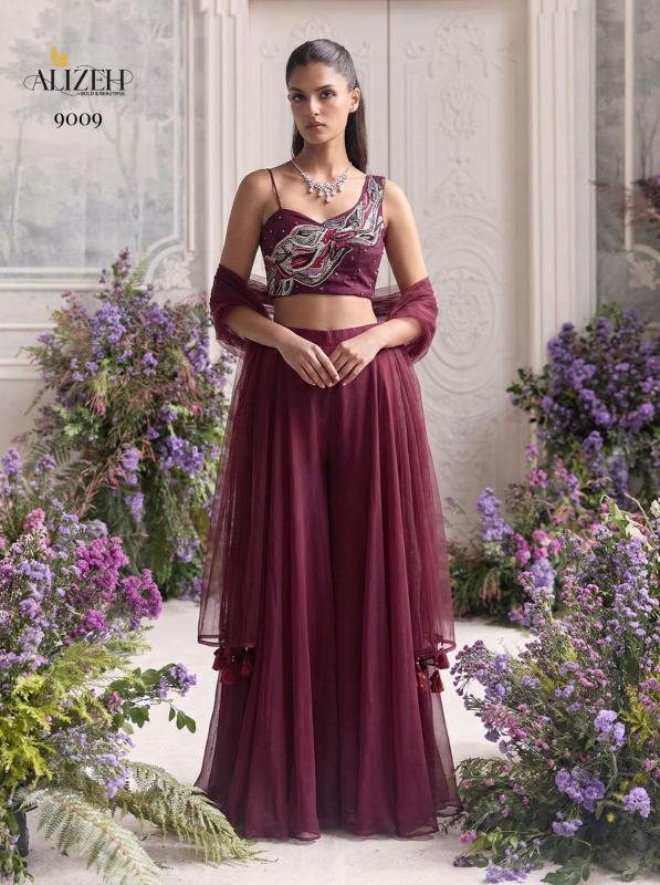 Alizeh 9008 And 9009 catalog Georgette Designer Choli Sharara