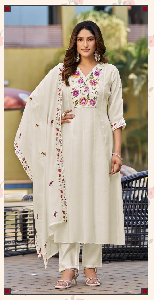 Ladies Flavour 3406 & 3407 catalog white kurti wholesale