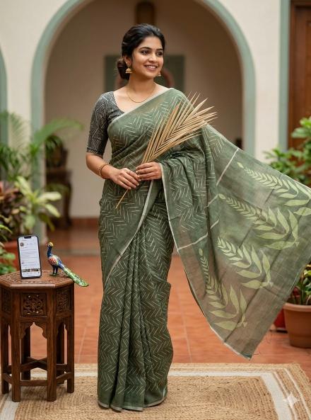 Dazira Linen Digital Print Saree dealers in India