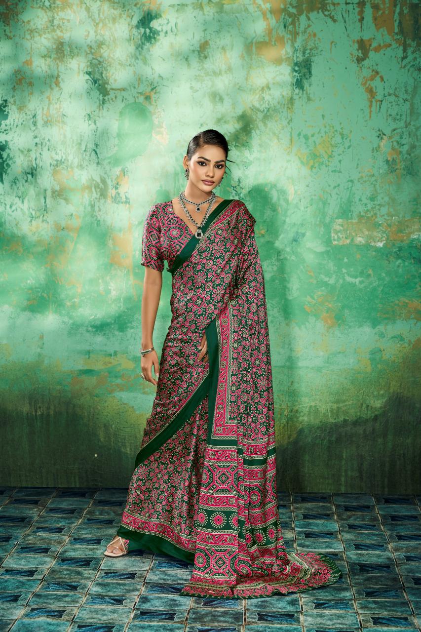 Rajtex Pure Ajrakh-039 Saree market in Pune