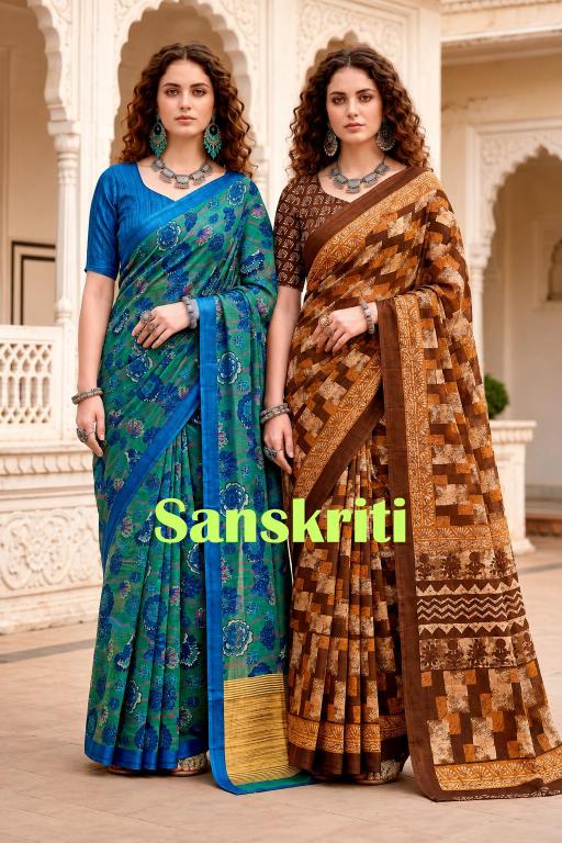 Bunawat - Sanskriti Sangam Prints Georgette Woven Work Traditional Saree