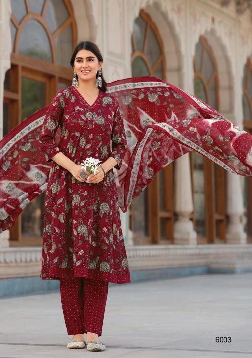 Suryajyoti Rashmika Vol-6 – Anarkali Style Kurti Pant With Dupatta - Wholesale Catalog