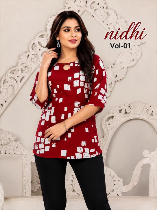 Hiaara Nidhi Vol-1 – Rayon Short Tops - Wholesale Catalog