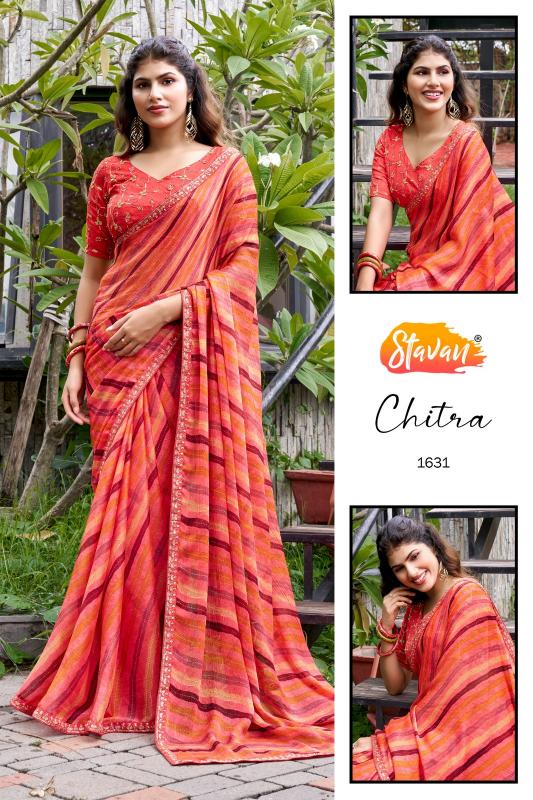 Stavan Chitra catalog chiffon sarees wholesale 