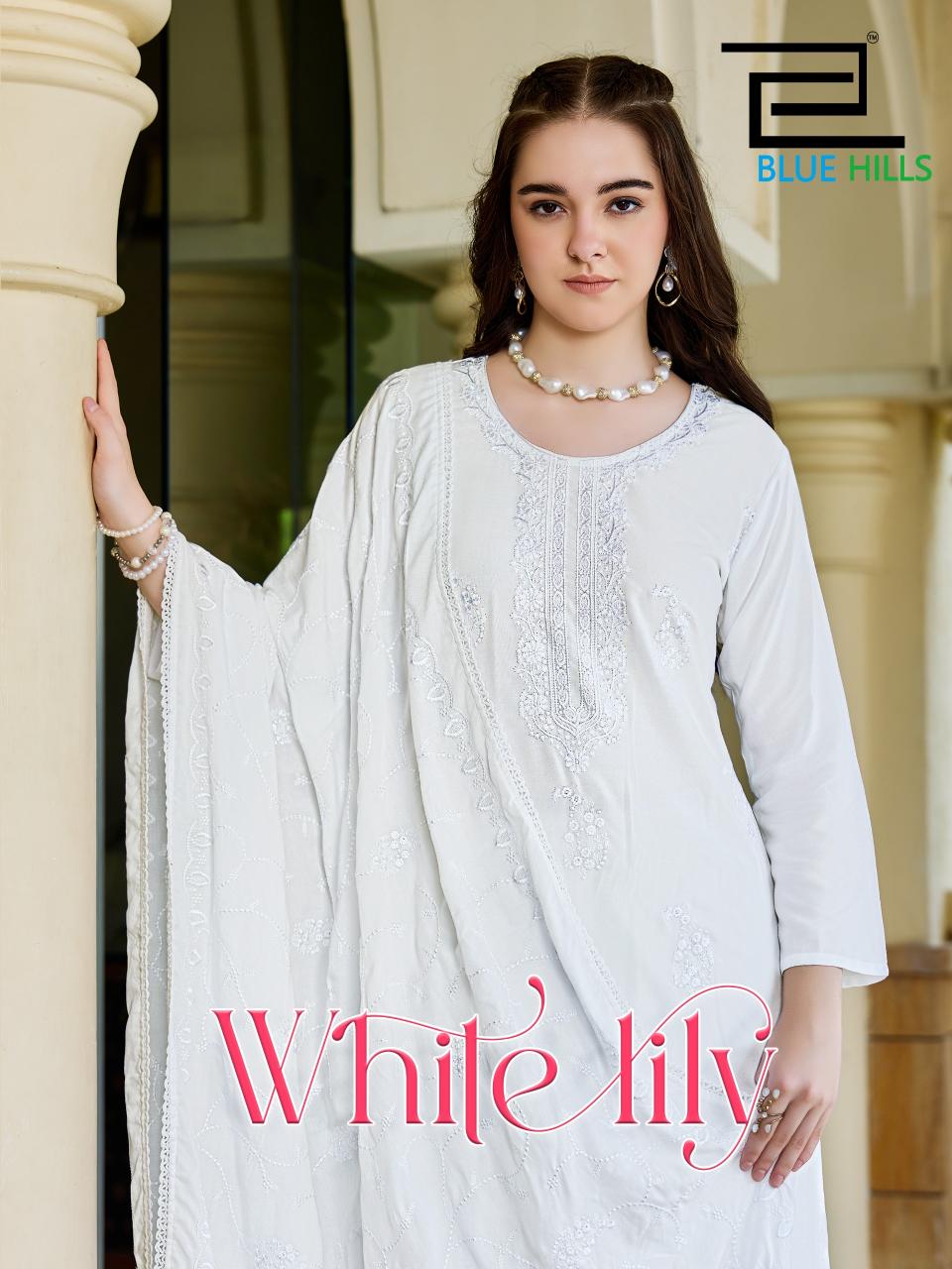 Blue Hills White Lily catalog kurtis wholesale in delhi