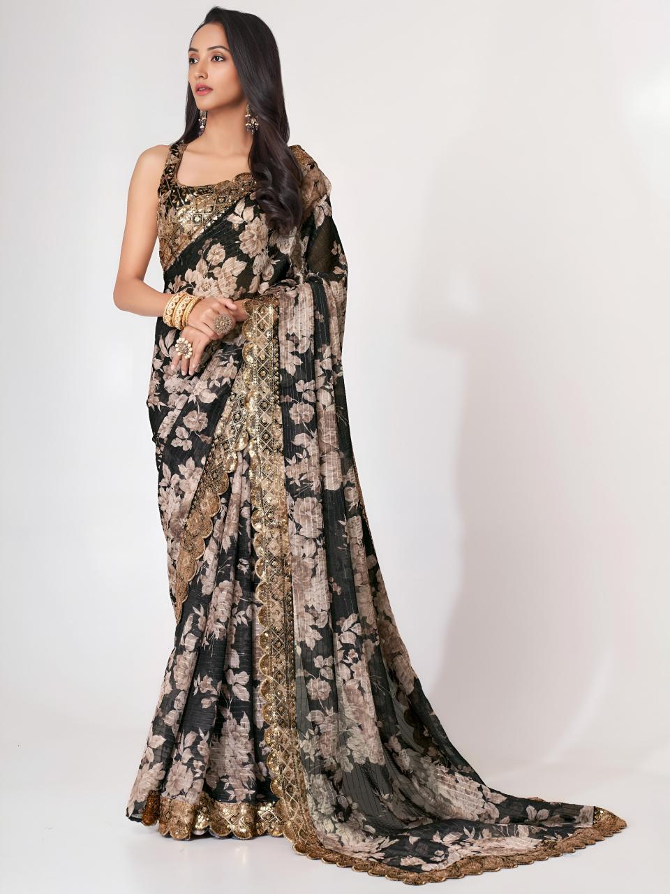 Dazira 1103 Black catalog pakistani saree wholesale