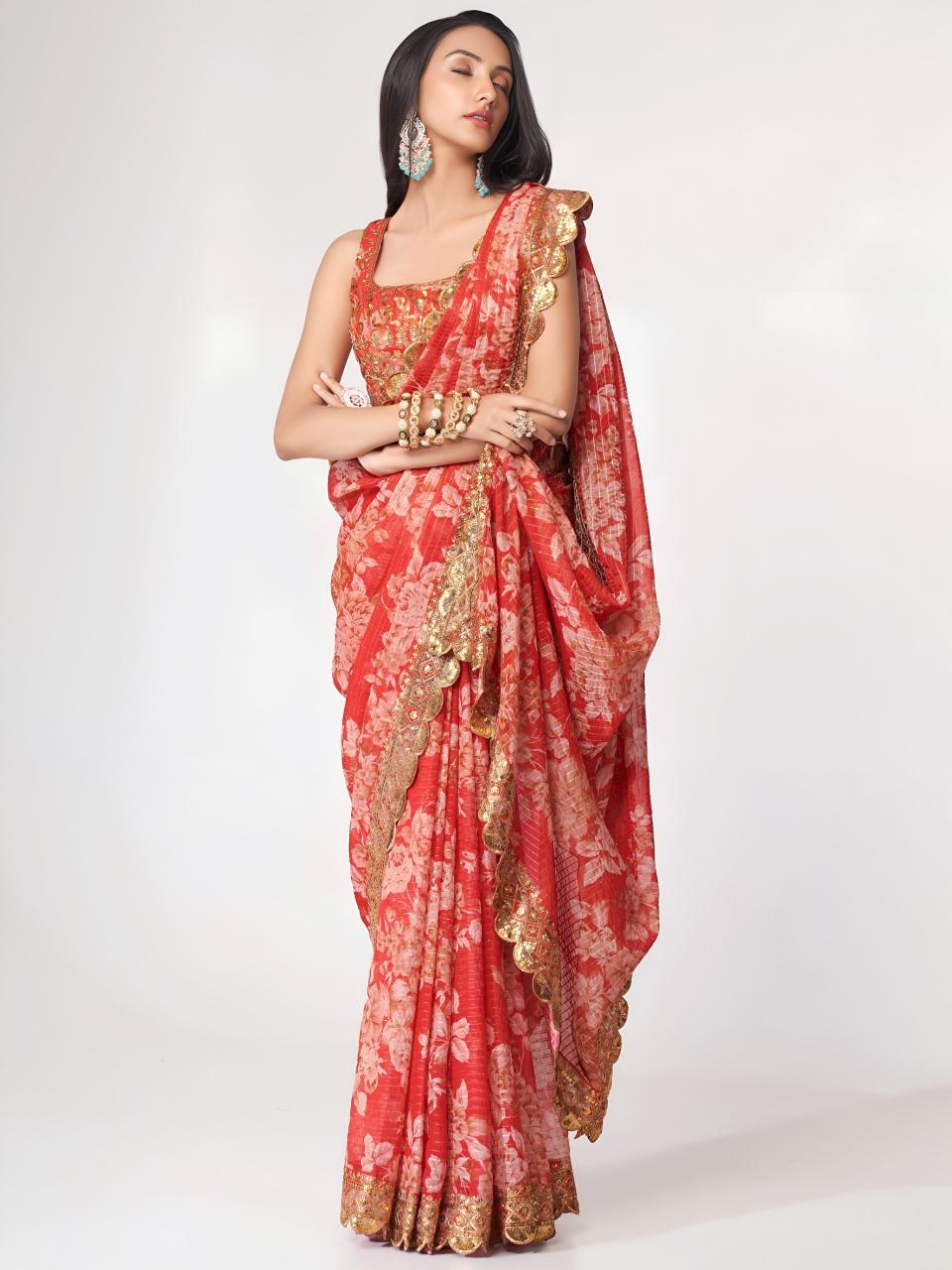 Dazira 1107 Red catalog wholesale saree market in ahmedabad