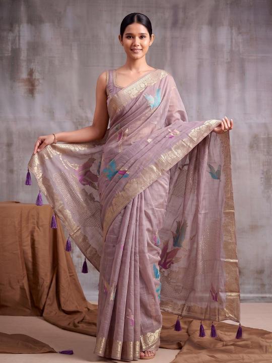 FLEMINGO by SHREE SHYAM FASHION fancy designer Soft LINEN COTTON fabric saree wholesale with Fancy latkan
