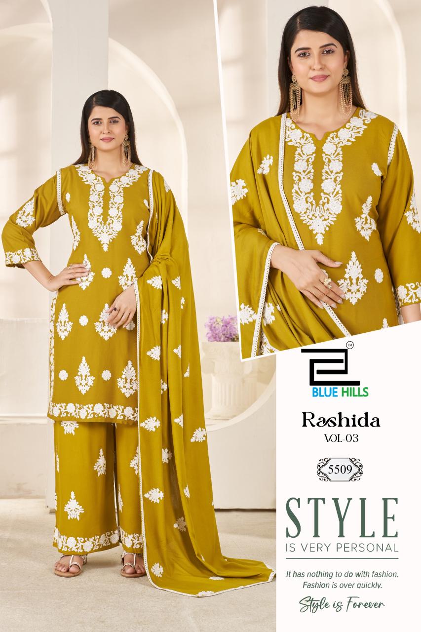 Blue Hills Rashida vol 3 catalog chikan kurtis wholesale in mumbai