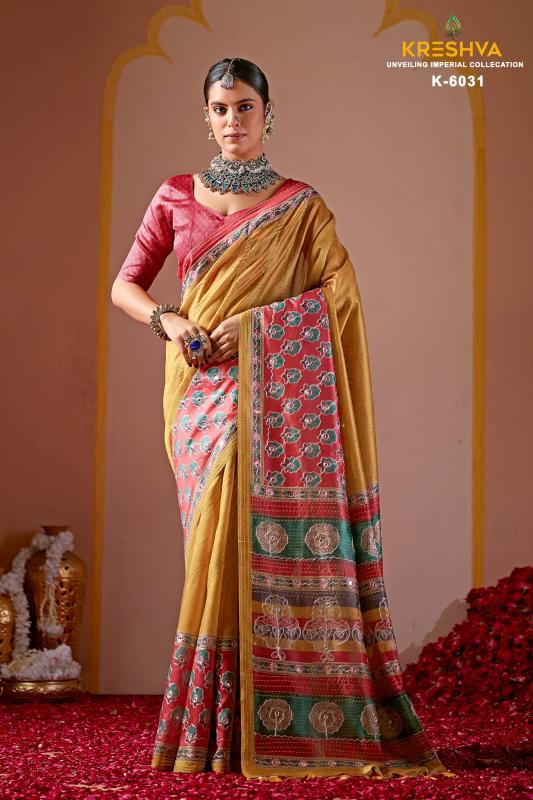 Kreshva Resham catalog kota mirror work sarees wholesale
