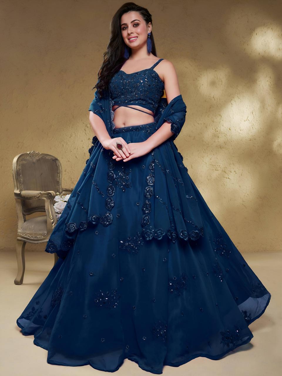 Sabella 7060 Blue catalog wholesale wedding lehengas gulshan market in bangalore