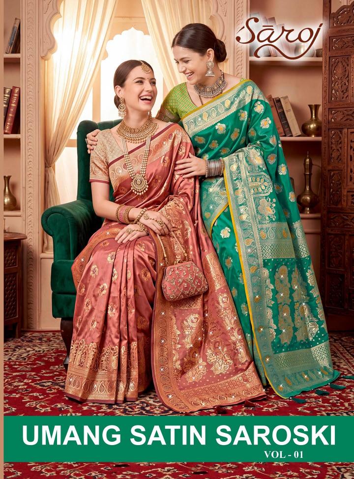 Saroj Umang satin saroski vol.1 Satin silk saree in surat with price wholesale