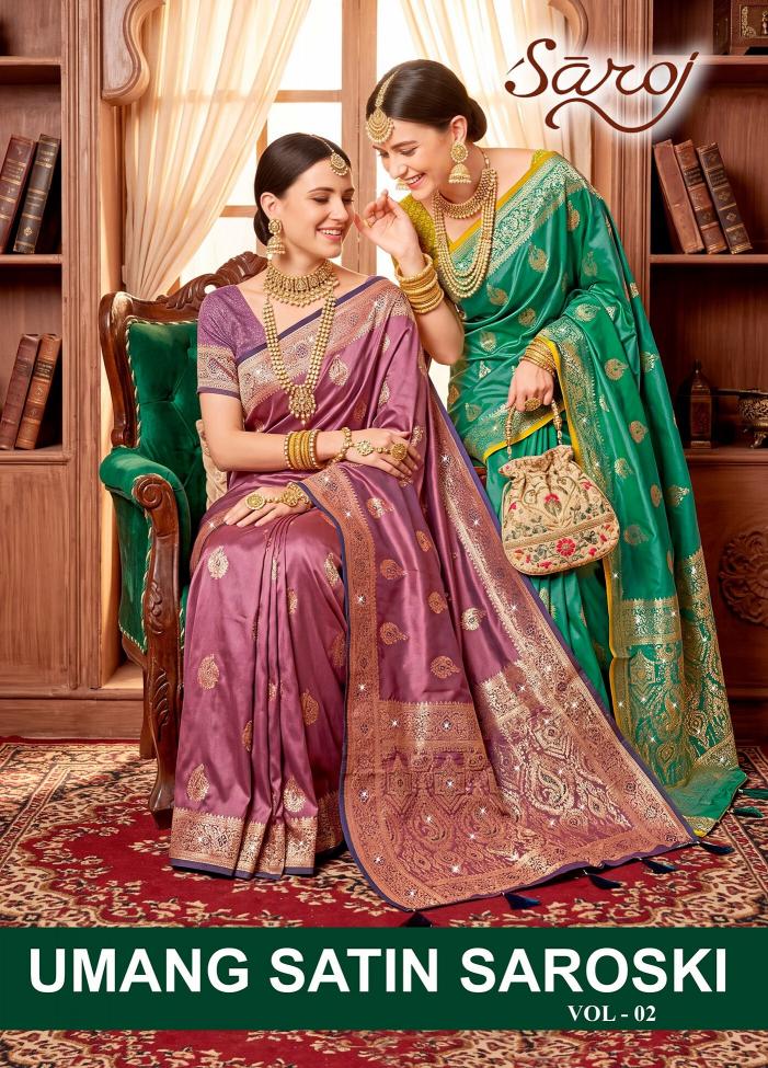Saroj Umang satin saroski vol.2 Satin silk saree in surat with price wholesale