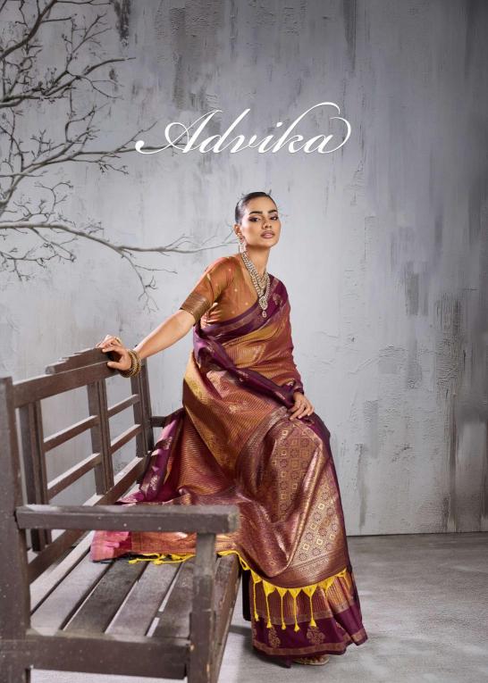 ADVIKA by SHREE SHYAM FASHION fancy designer Silk fabric saree wholesale with Fancy latkan WITH HEAVY PALLU SAREE