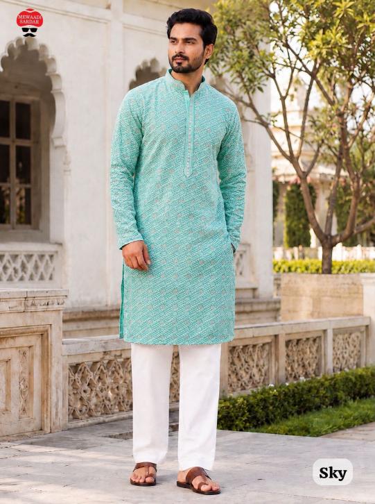 Felocirt Manyavar Chikankari catalog ready mens kurti set wholesale