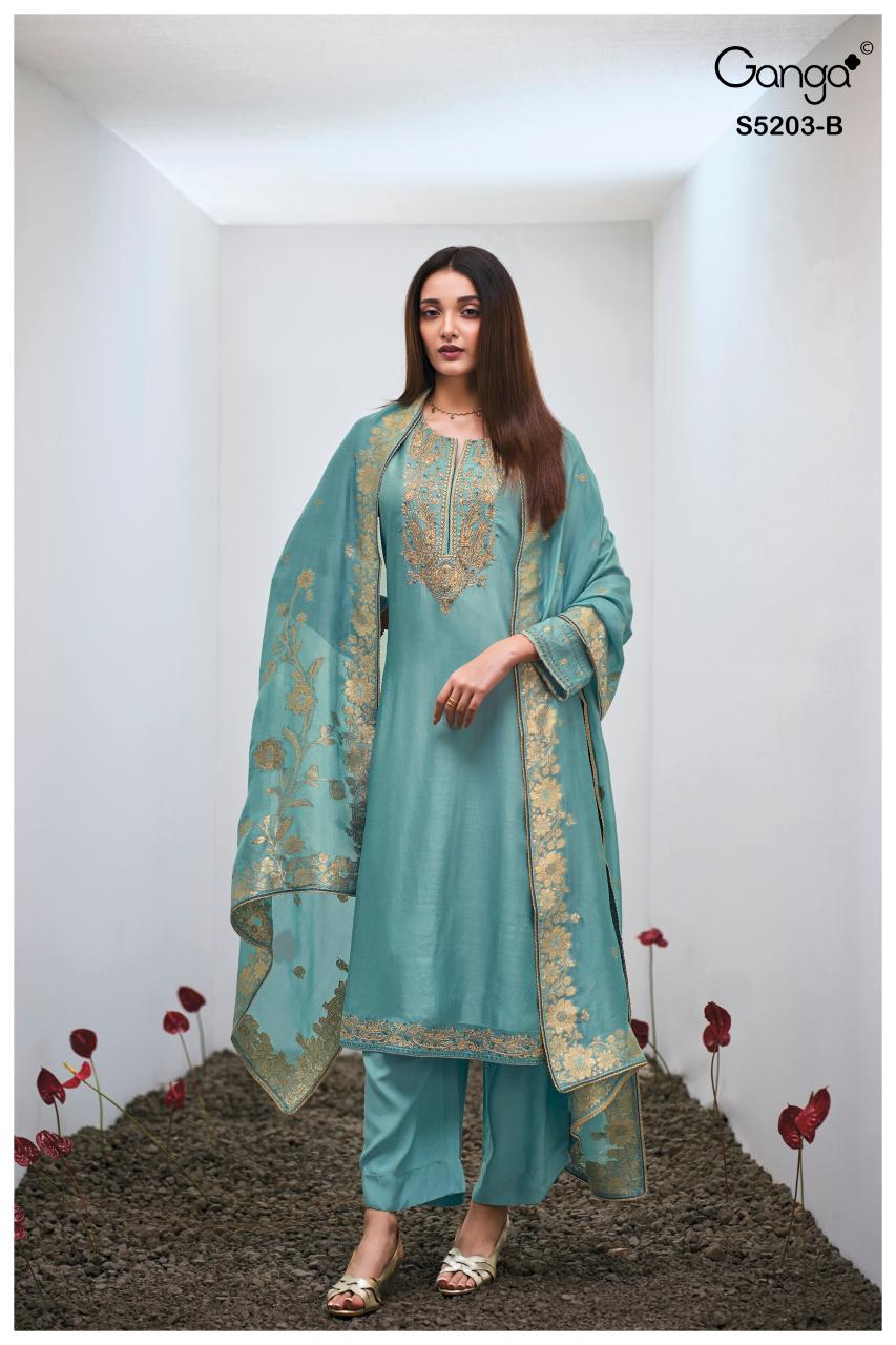 Ganga Asarit 5203 catalog wholesale salwar kameez silky by alisa