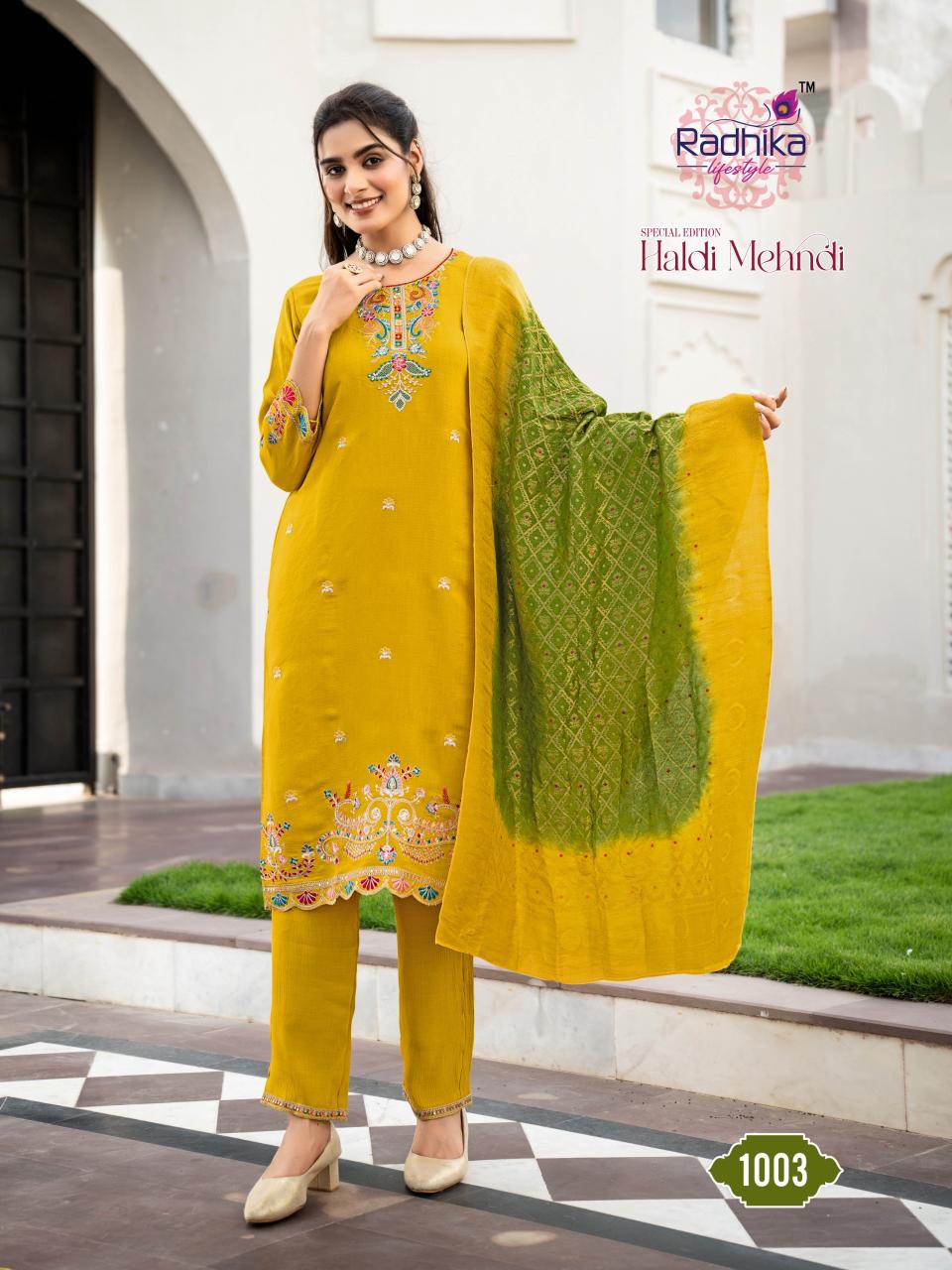 Radhika Lifestyle Haldi Mehndi vol 1 catalog designer kurti in delhi wholesale