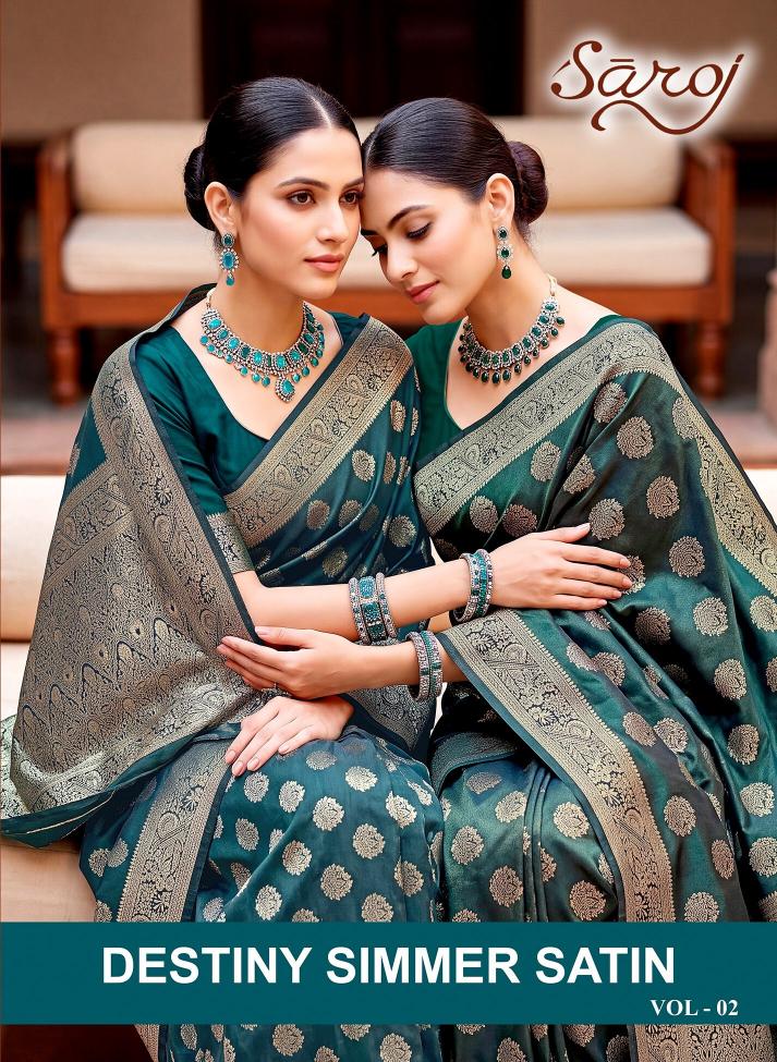 Saroj Destiny simmer satin vol.2 Tisse satin silk saree in surat price wholesale