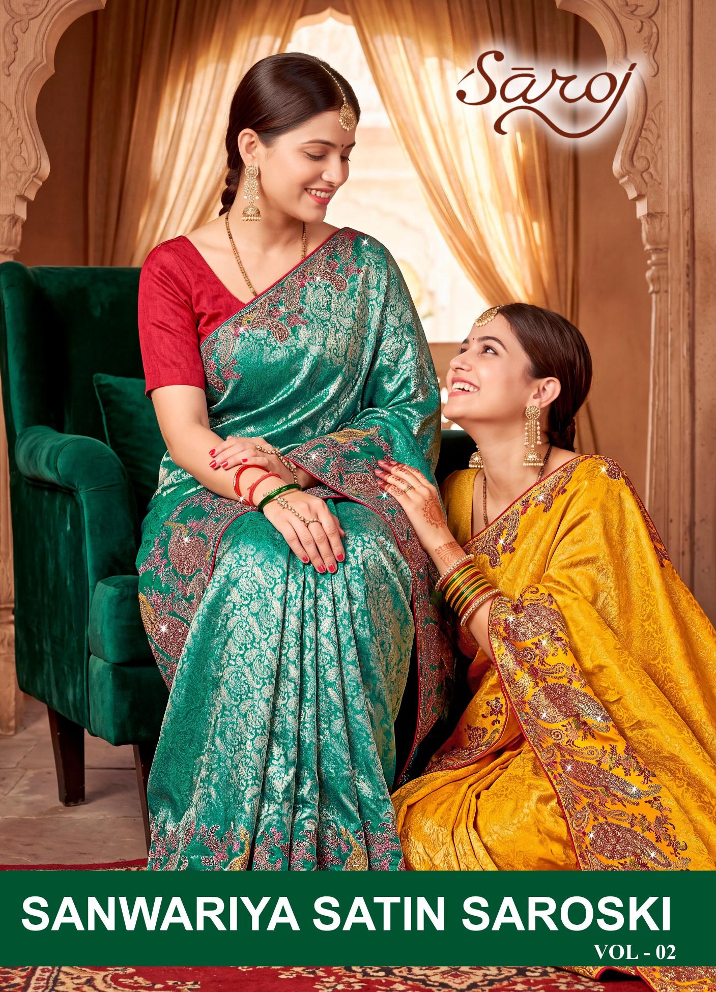Saroj  Sanwariya satin saroski vol.2 satin silk saree in surat price wholesale