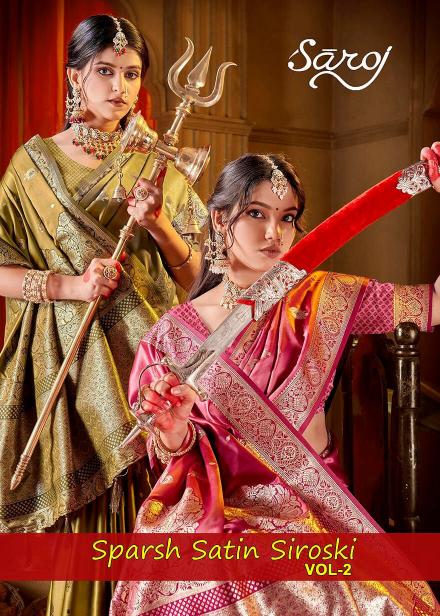 Saroj Sparsh satin saroski vol.2 satin silk saree in surat with price wholeasle