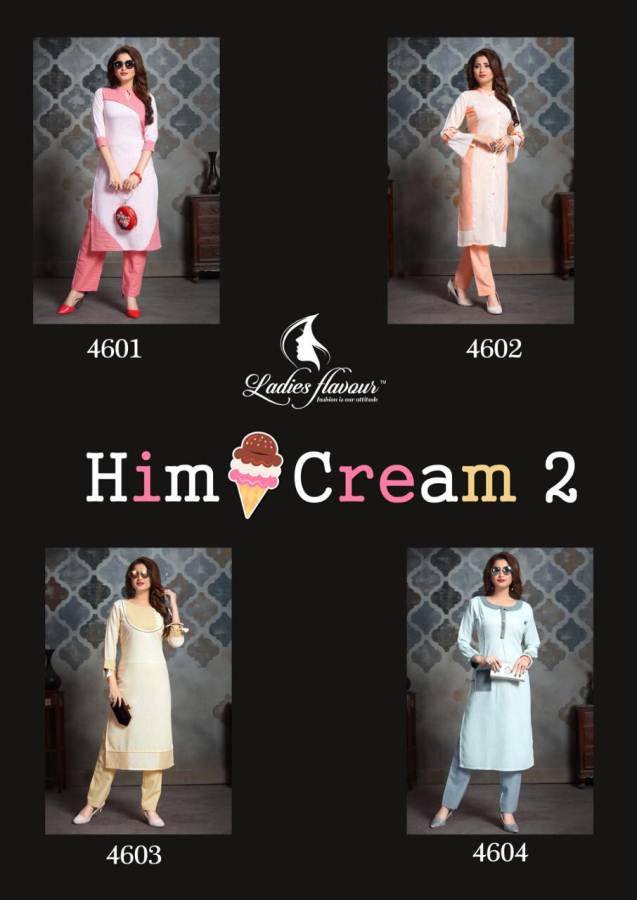 Him Cream 2 Flavour Kurti With Pant Catalogue