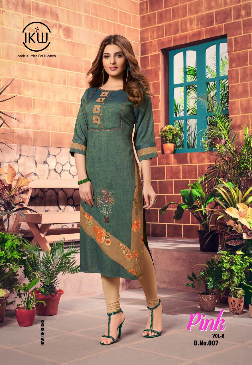 Ikw Peresents New Pink 8 Long Straight Kurtis