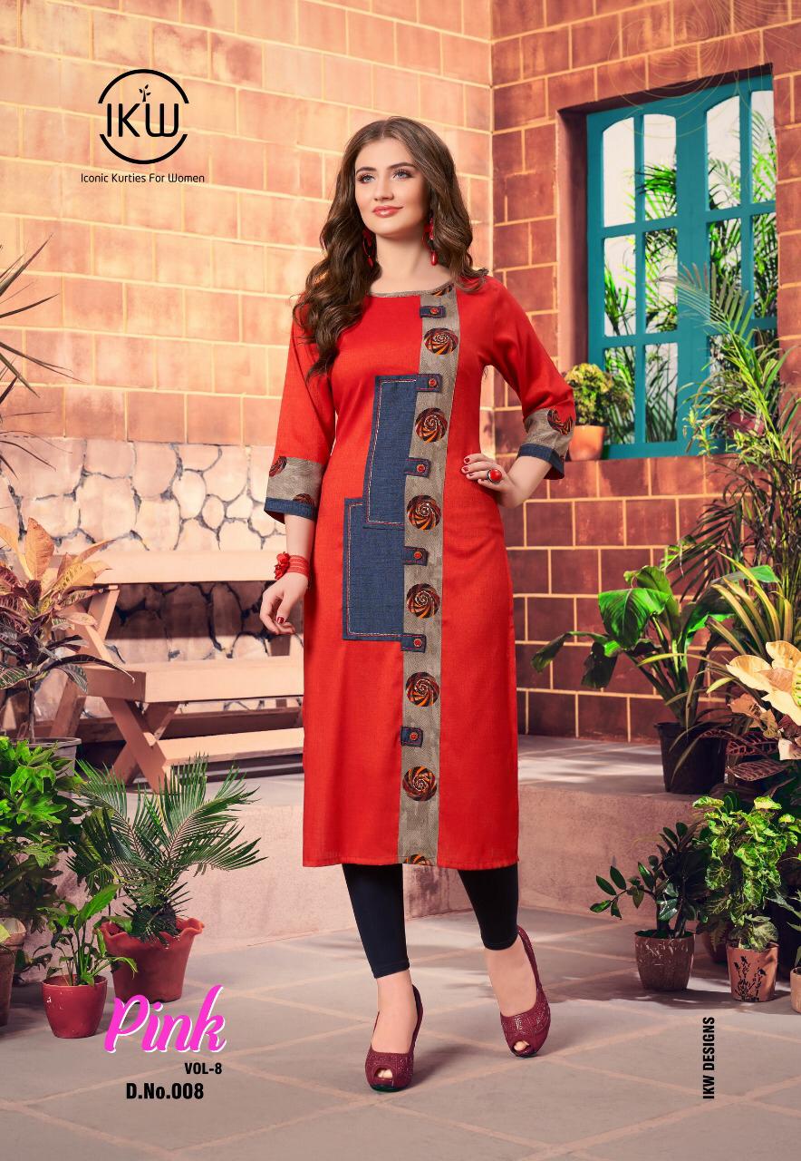 Ikw Peresents New Pink 8 Long Straight Kurtis