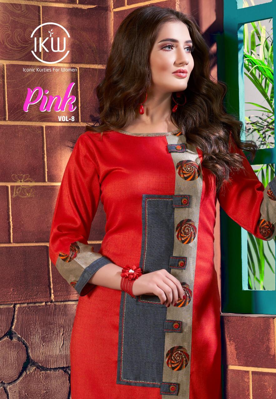 Ikw Peresents New Pink 8 Long Straight Kurtis