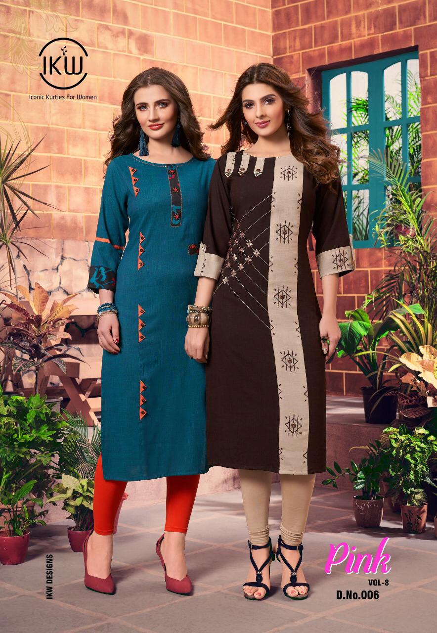 Ikw Peresents New Pink 8 Long Straight Kurtis