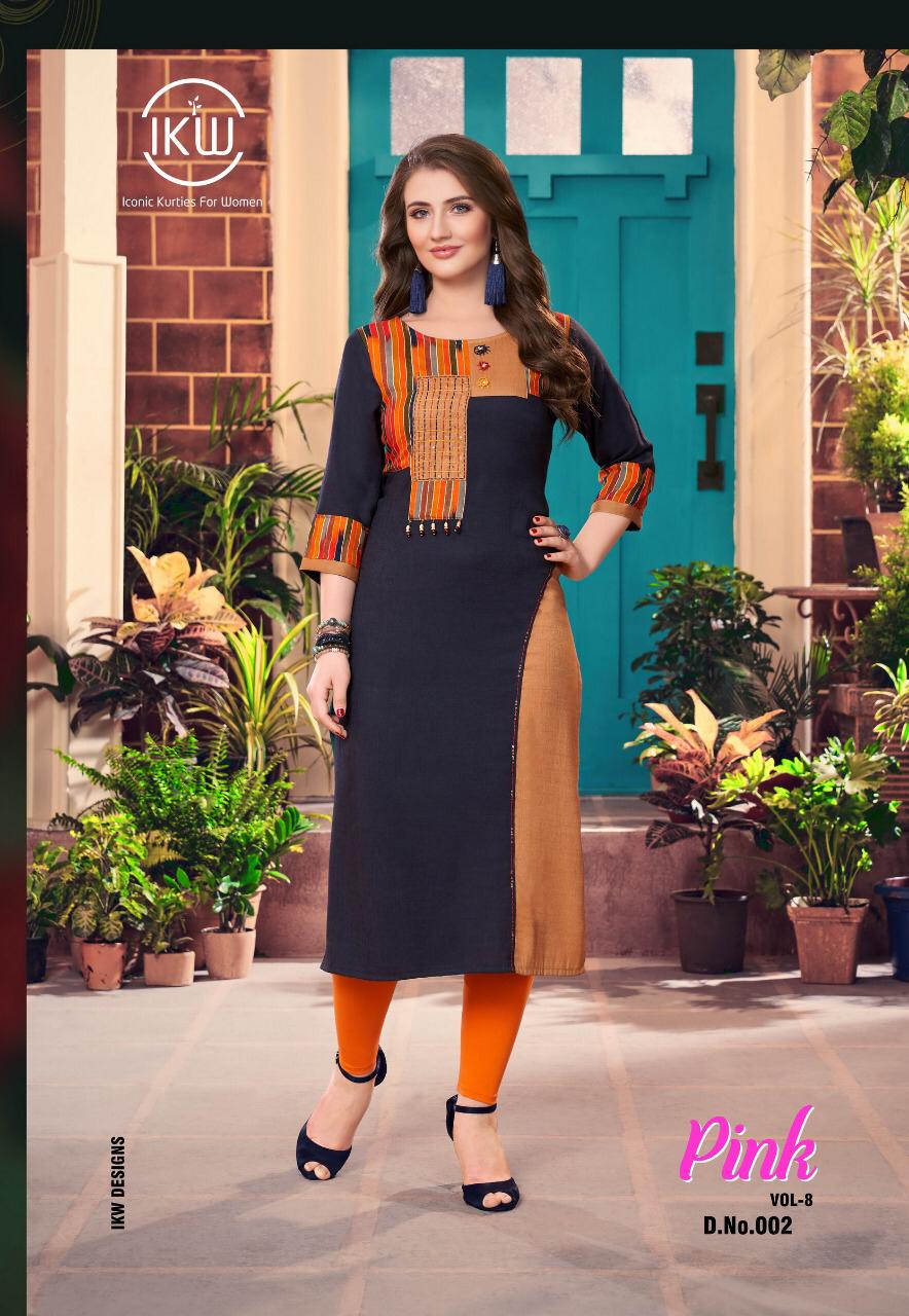 Ikw Peresents New Pink 8 Long Straight Kurtis