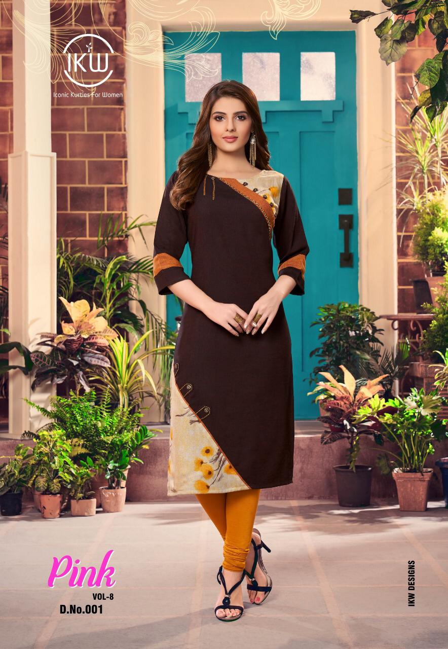 Ikw Peresents New Pink 8 Long Straight Kurtis