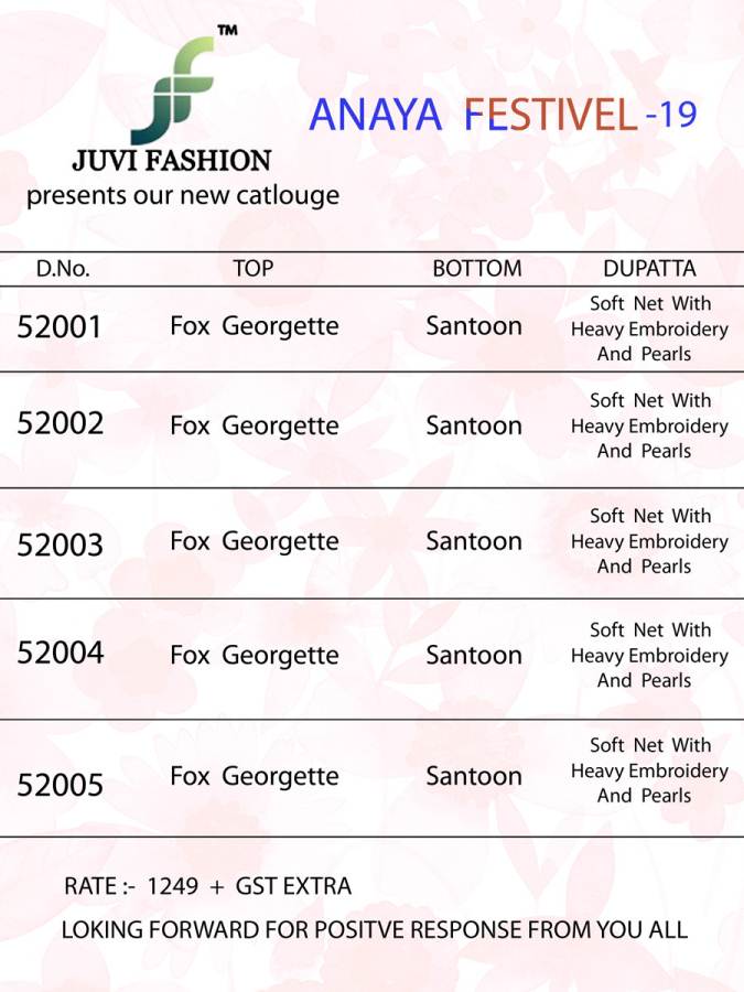 Anaya Festivel 19 By Juvi Fashion Pakistani Salwar Suit Catalogue