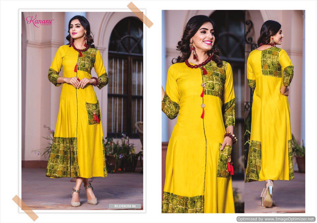 Kanasu Fashion Blossom Rayon Designer Kurti Catalogue