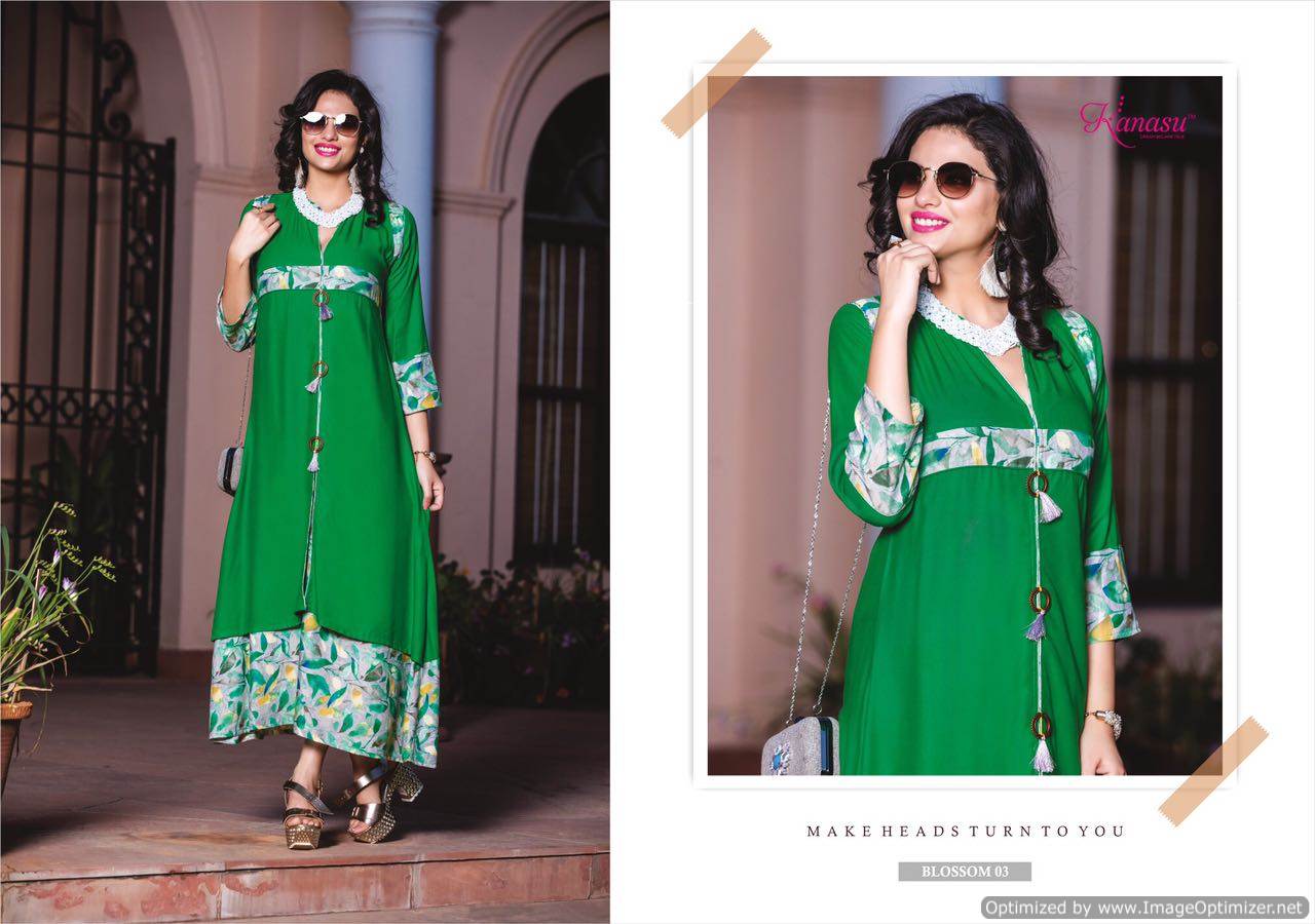 Kanasu Fashion Blossom Rayon Designer Kurti Catalogue