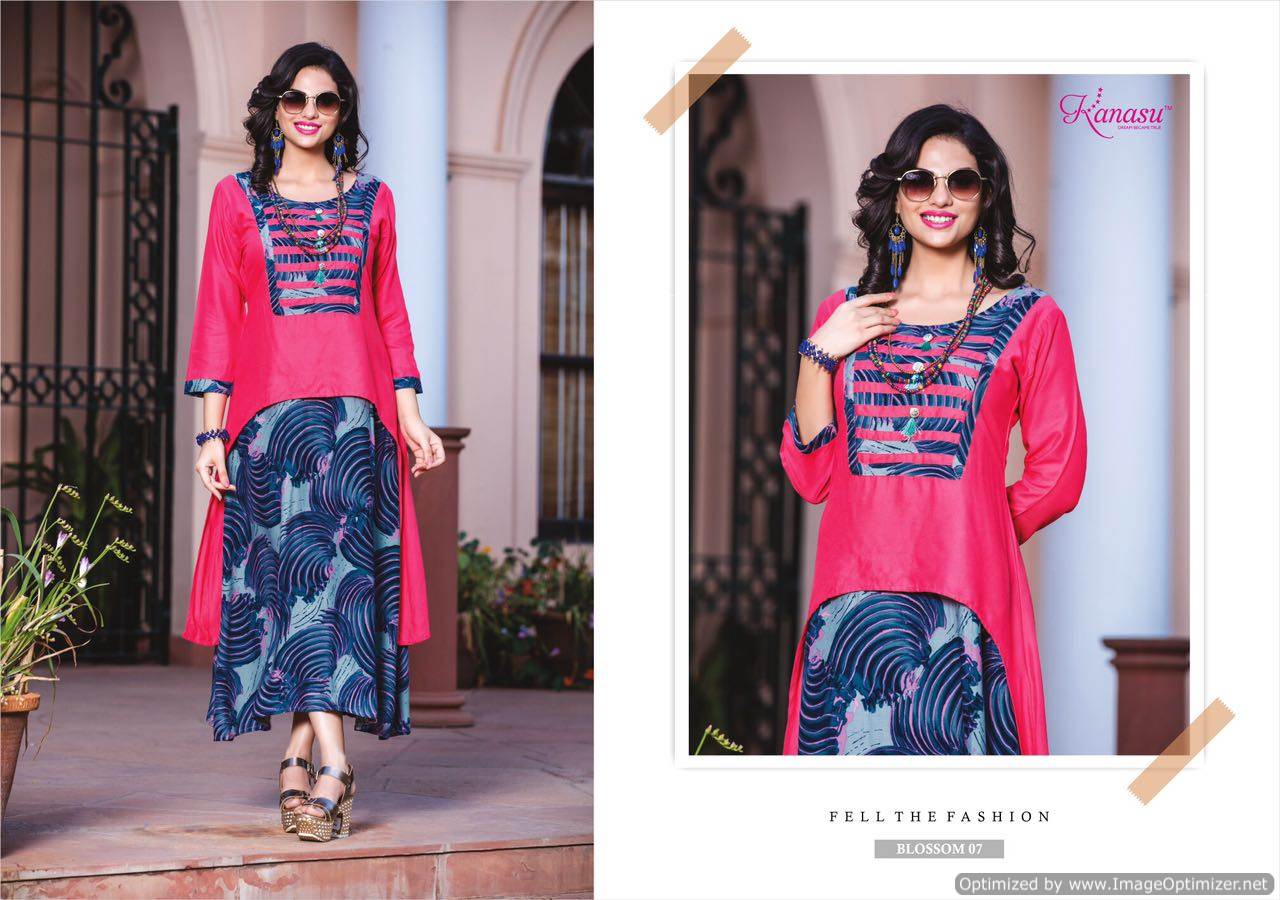 Kanasu Fashion Blossom Rayon Designer Kurti Catalogue